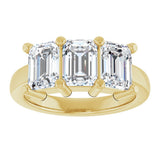 10K Gold Emerald Natural Diamond Three-Stone Anniversary Band – 3 CTW - Yellow Gold - view 3