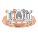 10K Gold Emerald Natural Diamond Three-Stone Anniversary Band – 3 CTW - Rose Gold - view 3