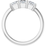 10K Gold Square Lab-Grown Diamond Three-Stone Anniversary Band – 1 1/6–4 1/5 CTW - White Gold - view 2