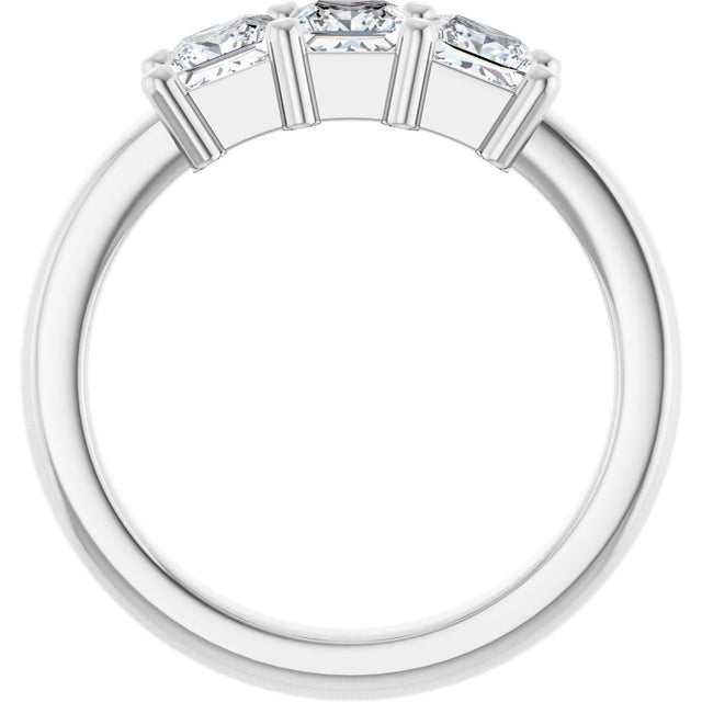 10K Gold Square Lab-Grown Diamond Three-Stone Anniversary Band – 1 1/6–4 1/5 CTW - White Gold - view 2