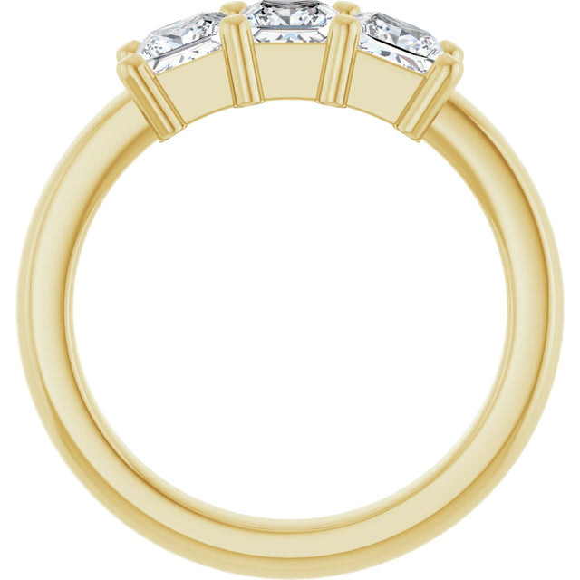 10K Gold Square Lab-Grown Diamond Three-Stone Anniversary Band – 1 1/6–4 1/5 CTW - Yellow Gold - view 2