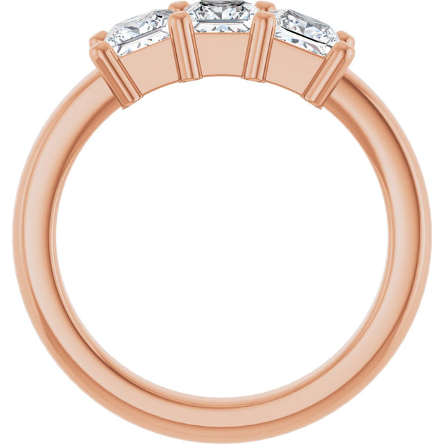 10K Gold Square Lab-Grown Diamond Three-Stone Anniversary Band – 1 1/6–4 1/5 CTW - Rose Gold - view 2