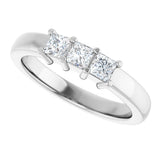 10K Gold Square Lab-Grown Diamond Three-Stone Anniversary Band – 1/5–7/8 CTW - White Gold - view 5