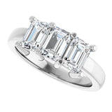 Platinum Emerald Natural Diamond Three-Stone Anniversary Band – 1 3/4 CTW - view 5