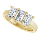 14K Gold Emerald Lab-Grown Diamond Three-Stone Anniversary Band – 1–1 3/4 CTW - Yellow Gold - view 5
