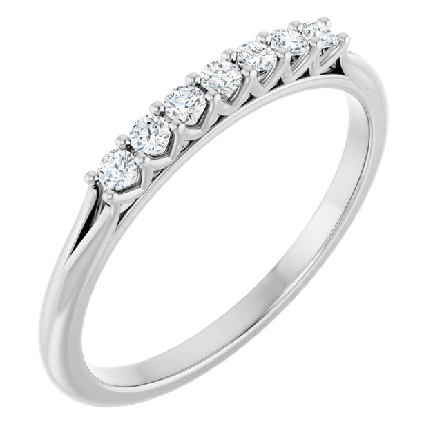 Platinum Round Natural Diamond Share-Prong Seven-Stone Anniversary Band – 1/10–5/8 CTW