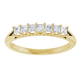 14K Gold Square Natural Diamond Share-Prong Seven-Stone Anniversary Band – 1/6–1 1/8 CTW - Yellow Gold - view 3