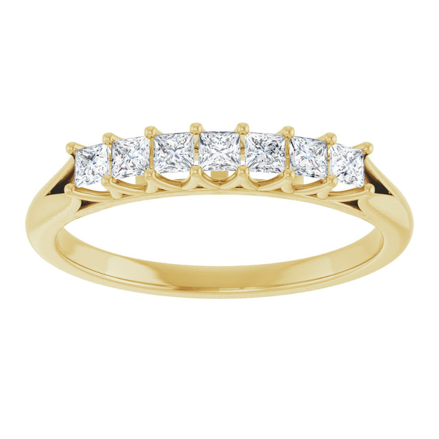 14K Gold Square Natural Diamond Share-Prong Seven-Stone Anniversary Band – 1/6–1 1/8 CTW - Yellow Gold - view 3