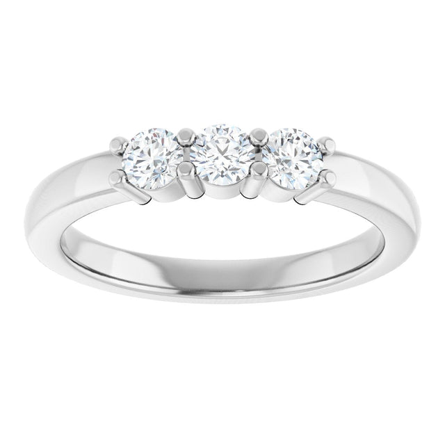 Platinum Round Lab-Grown Diamond Three-Stone Anniversary Band – 1/5–1/3 CTW - view 3