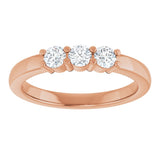 14K Gold Round Lab-Grown Diamond Three-Stone Anniversary Band – 1/6–1/3 CTW - Rose Gold - view 3