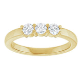 14K Gold Round Natural Diamond Three-Stone Anniversary Band – 1/6–1/3 CTW - Yellow Gold - view 3