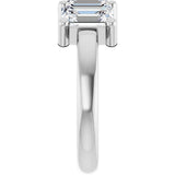10K Gold Emerald Lab-Grown Diamond Three-Stone Anniversary Band – 3 CTW - White Gold - view 4