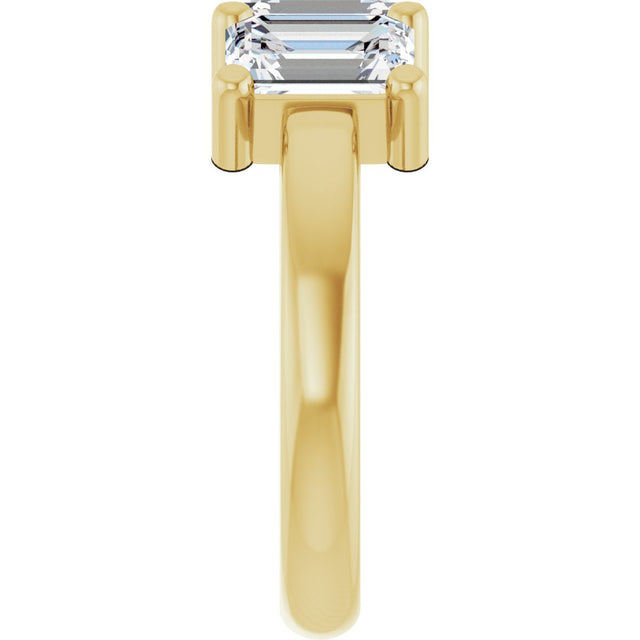 10K Gold Emerald Natural Diamond Three-Stone Anniversary Band – 3 CTW - Yellow Gold - view 4