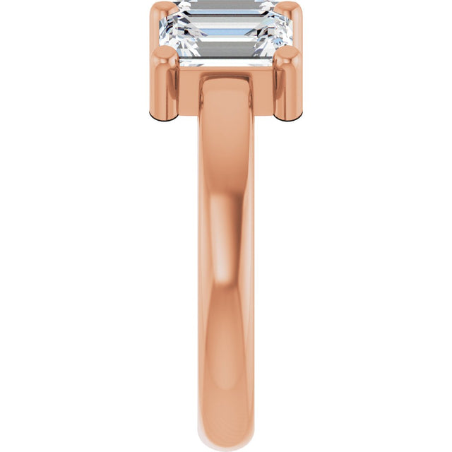 10K Gold Emerald Lab-Grown Diamond Three-Stone Anniversary Band – 3 CTW - Rose Gold - view 4
