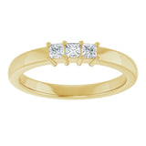 10K Gold Square Lab-Grown Diamond Three-Stone Anniversary Band – 1/5–7/8 CTW - Yellow Gold - view 3