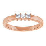 10K Gold Square Natural Diamond Three-Stone Anniversary Band – 1/5–3/4 CTW - Rose Gold - view 3