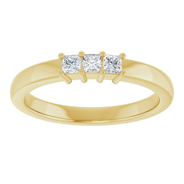 14K Gold Square Natural Diamond Three-Stone Anniversary Band – 1/5–3/4 CTW - Yellow Gold - view 3