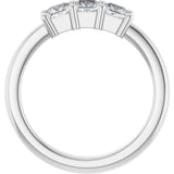 10K Gold Square Natural Diamond Three-Stone Anniversary Band – 1/5–3/4 CTW - White Gold - view 2