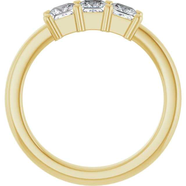 10K Gold Square Natural Diamond Three-Stone Anniversary Band – 1/5–3/4 CTW - Yellow Gold - view 2