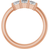 10K Gold Square Natural Diamond Three-Stone Anniversary Band – 1/5–3/4 CTW - Rose Gold - view 2