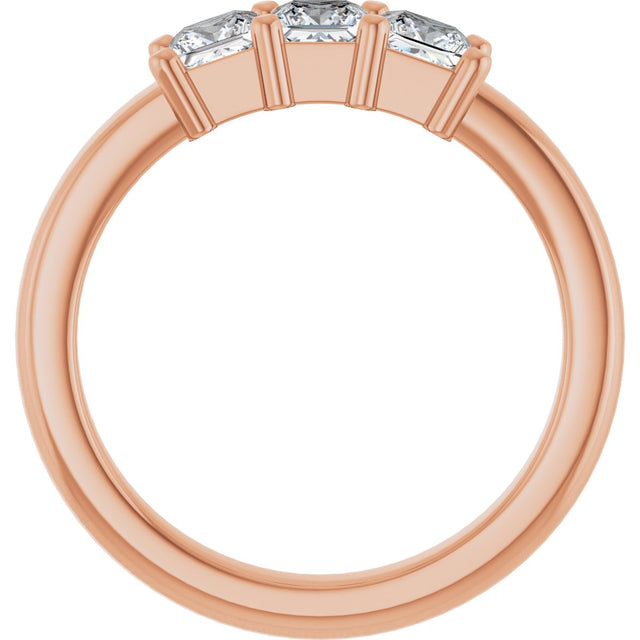 10K Gold Square Natural Diamond Three-Stone Anniversary Band – 1/5–3/4 CTW - Rose Gold - view 2