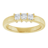10K Gold Square Natural Diamond Three-Stone Anniversary Band – 1/5–3/4 CTW - Yellow Gold - view 3