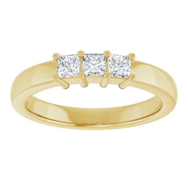 10K Gold Square Lab-Grown Diamond Three-Stone Anniversary Band – 1/5–7/8 CTW - Yellow Gold - view 3