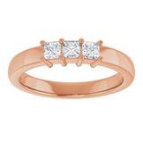 10K Gold Square Natural Diamond Three-Stone Anniversary Band – 1/5–3/4 CTW - Rose Gold - view 3