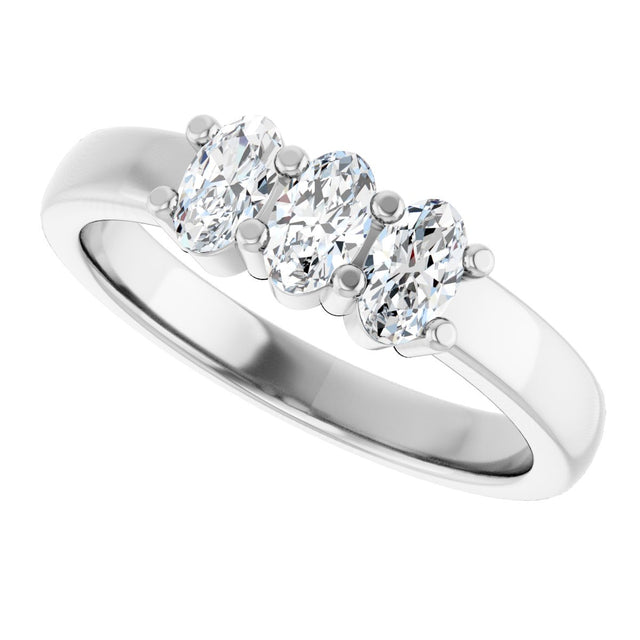 14K Gold Oval Lab-Grown Diamond Three-Stone Anniversary Band – 5x3 mm Stones - White Gold - view 5