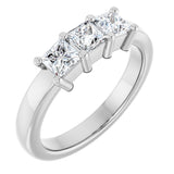 10K Gold Square Lab-Grown Diamond Three-Stone Anniversary Band – 1 1/6–4 1/5 CTW - White Gold