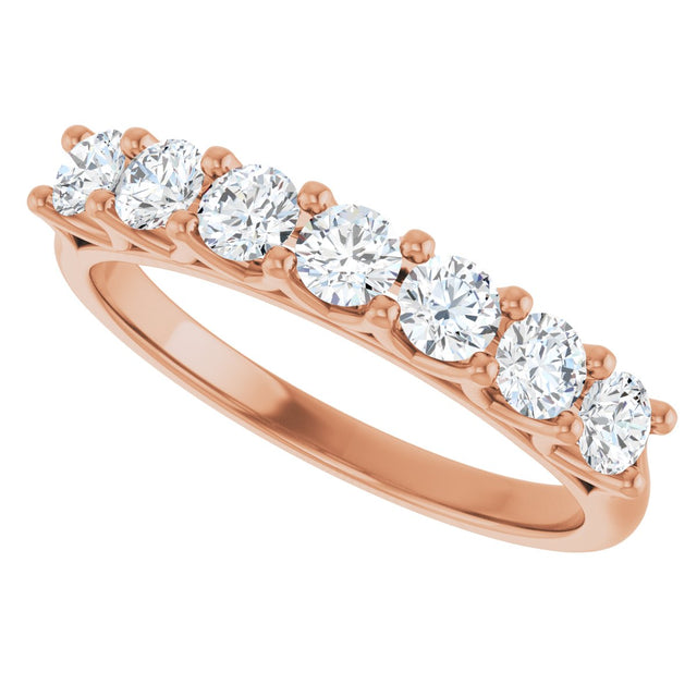 14K Gold Round Natural Diamond Share-Prong Seven-Stone Anniversary Band – 1/10–5/8 CTW - Rose Gold - view 5