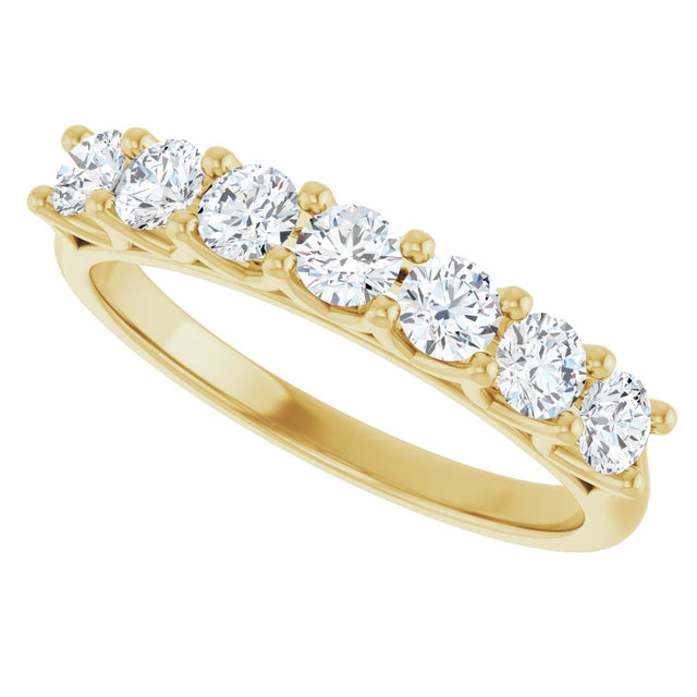 14K Gold Round Lab-Grown Diamond Share-Prong Seven-Stone Anniversary Band – 3/8–1 1/3 CTW - Yellow Gold - view 5