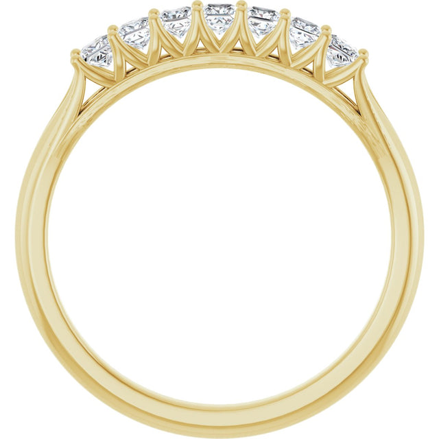 14K Gold Square Natural Diamond Share-Prong Seven-Stone Anniversary Band – 1/6–1 1/8 CTW - Yellow Gold - view 2