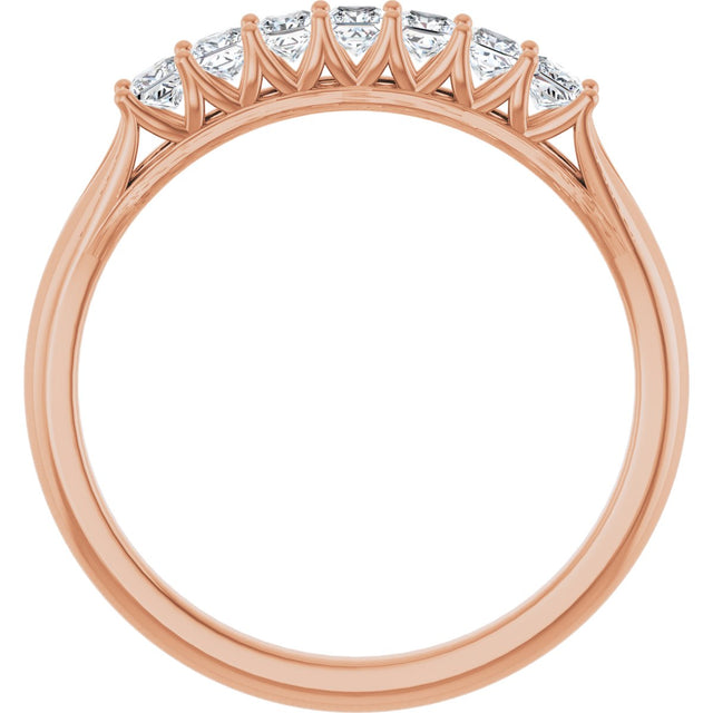 14K Gold Square Natural Diamond Share-Prong Seven-Stone Anniversary Band – 1/6–1 1/8 CTW - Rose Gold - view 2