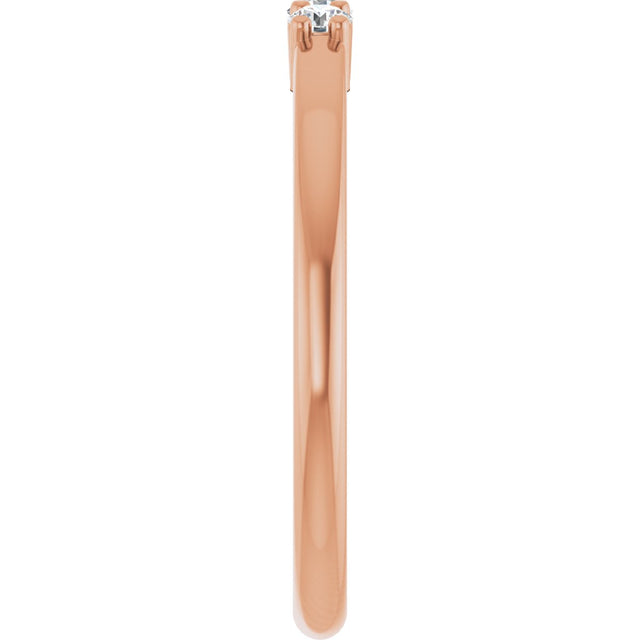 14K Gold Round Natural Diamond Three-Stone Anniversary Band – 1/6–1/3 CTW - Rose Gold - view 4