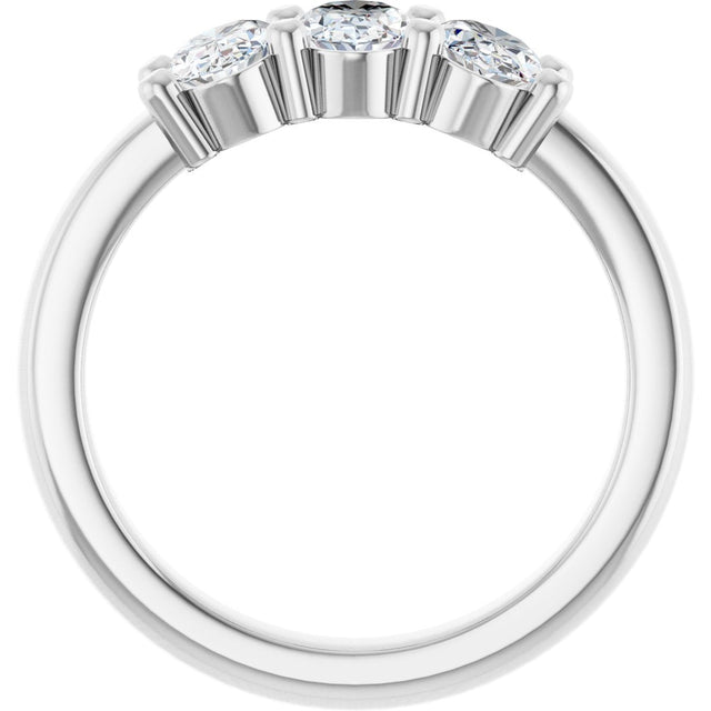 Platinum Oval Lab-Grown Diamond Three-Stone Anniversary Band – 6x4 mm Stones - view 2
