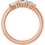 14K Gold Oval Lab-Grown Diamond Three-Stone Anniversary Band – 6x4 mm Stones - Rose Gold - view 2