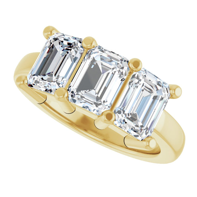 10K Gold Emerald Lab-Grown Diamond Three-Stone Anniversary Band – 3 CTW - Yellow Gold - view 5