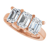 10K Gold Emerald Natural Diamond Three-Stone Anniversary Band – 3 CTW - Rose Gold - view 5