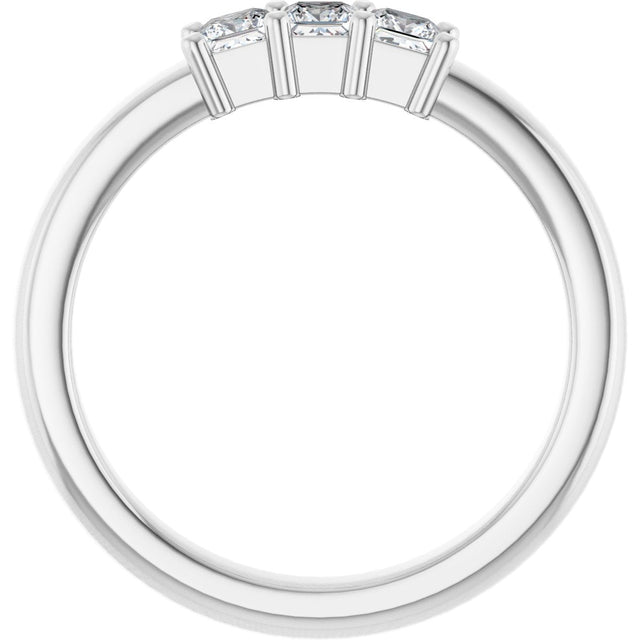 10K Gold Square Lab-Grown Diamond Three-Stone Anniversary Band – 1/5–7/8 CTW - White Gold - view 2
