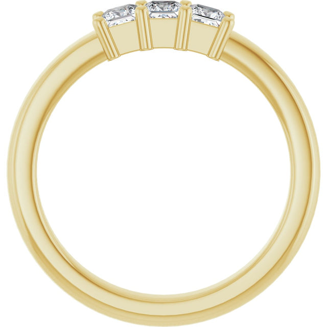 10K Gold Square Lab-Grown Diamond Three-Stone Anniversary Band – 1/5–7/8 CTW - Yellow Gold - view 2