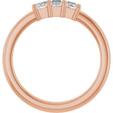 10K Gold Square Natural Diamond Three-Stone Anniversary Band – 1/5–3/4 CTW - Rose Gold - view 2