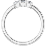 Platinum Square Natural Diamond Three-Stone Anniversary Band – 1/5–3/4 CTW - view 2