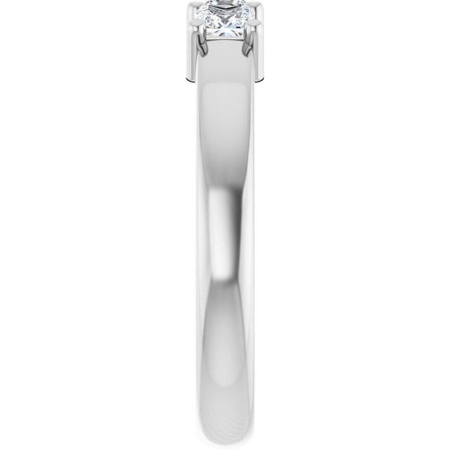 10K Gold Square Lab-Grown Diamond Three-Stone Anniversary Band – 1/5–7/8 CTW - White Gold - view 4