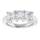 10K Gold Square Natural Diamond Three-Stone Anniversary Band – 9/10–3 1/8 CTW - White Gold - view 3