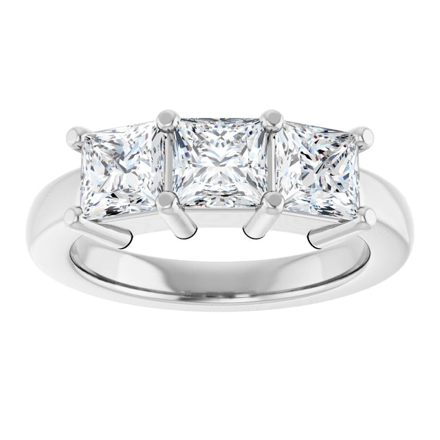 10K Gold Square Natural Diamond Three-Stone Anniversary Band – 9/10–3 1/8 CTW - White Gold - view 3
