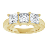 10K Gold Square Natural Diamond Three-Stone Anniversary Band – 9/10–3 1/8 CTW - Yellow Gold - view 3