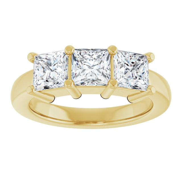 10K Gold Square Lab-Grown Diamond Three-Stone Anniversary Band – 1 1/6–4 1/5 CTW - Yellow Gold - view 3