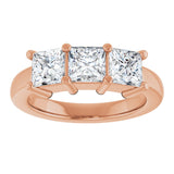 10K Gold Square Lab-Grown Diamond Three-Stone Anniversary Band – 1 1/6–4 1/5 CTW - Rose Gold - view 3