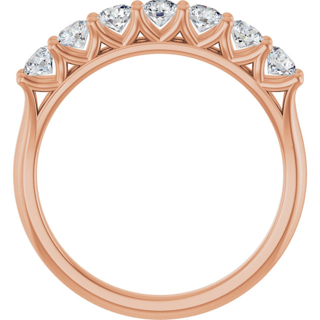14K Gold Round Natural Diamond Share-Prong Seven-Stone Anniversary Band – 1/10–5/8 CTW - Rose Gold - view 2